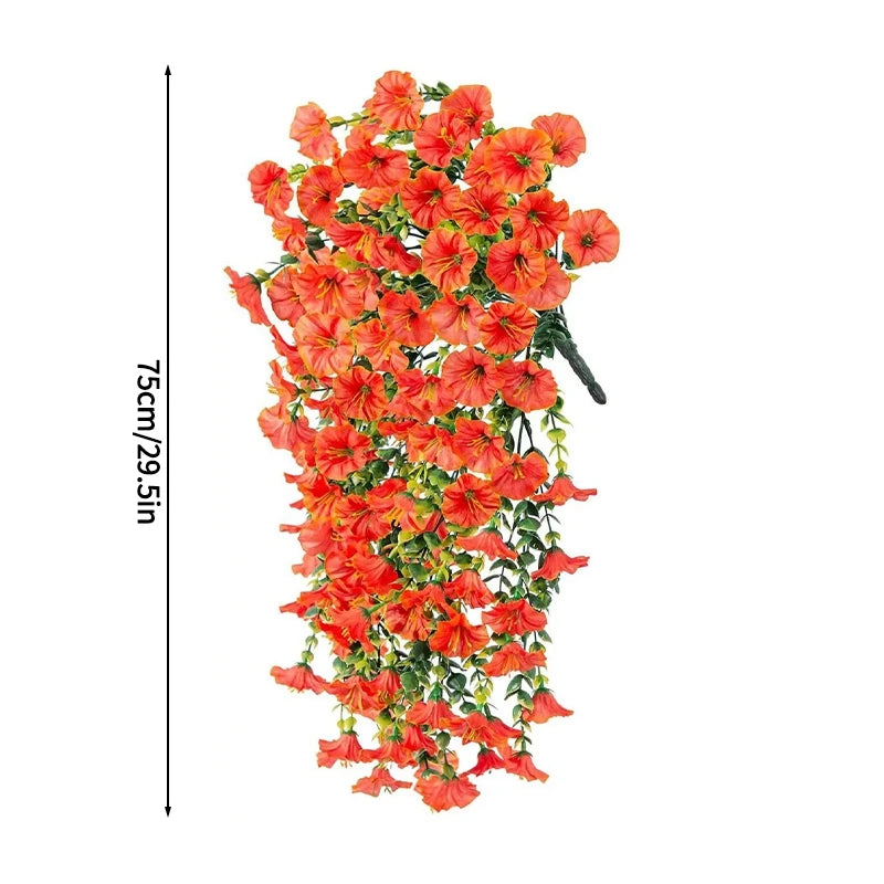 guirlande suspendue artificielle fleurs roses blanches violettes orange jaunes naturelles decoration jardin fete mariage