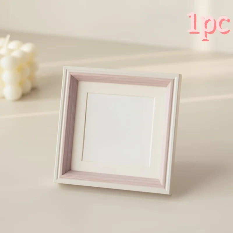 cadres photo carrés miniatures blanc doré rose gris texturés zen transparents 10cm