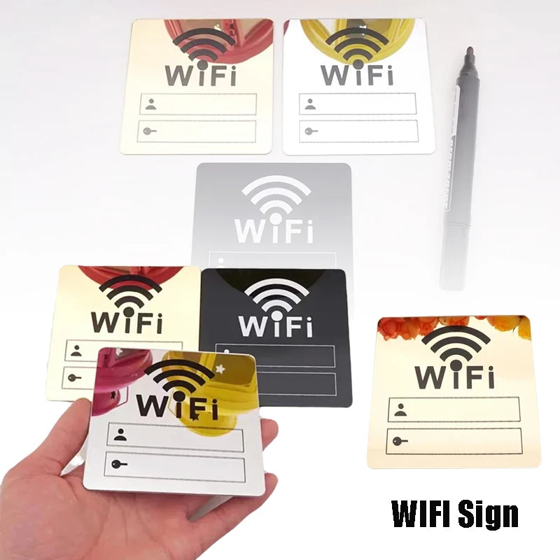 panneau wi fi adhésif acrylique moderne blanc noir doré réinscriptible stylo inclusWiFi