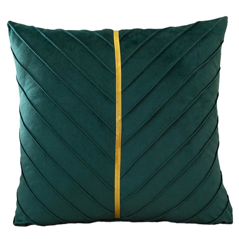housses coussins décoratifs velours plis verticaux bleu foncé jaune gris modernes opaques 45x45cm