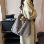 sac fourre tout tote bag toile décontracté lettre motif doux beige casual
