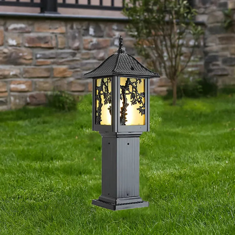 lampadaire extérieur asiatique led ip55 bronze noir éclairage paysagiste floral rustiqueextérieur moderne autonomedefixationsoltranslucide