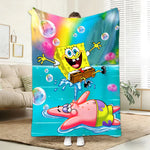 couverture polaire dessin animé bob l'éponge multicolore bleu vert enfant moderne hand wash toutes