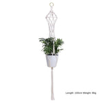 support plante suspendue macramé blanc artisanal anneaux métalliques pot inclusion 90cm 105cm 155cm