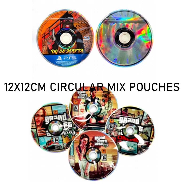 pochettes circulaires multicolores grand theft auto 12x12cm sacs épices poudres alimentaires festifs modernes