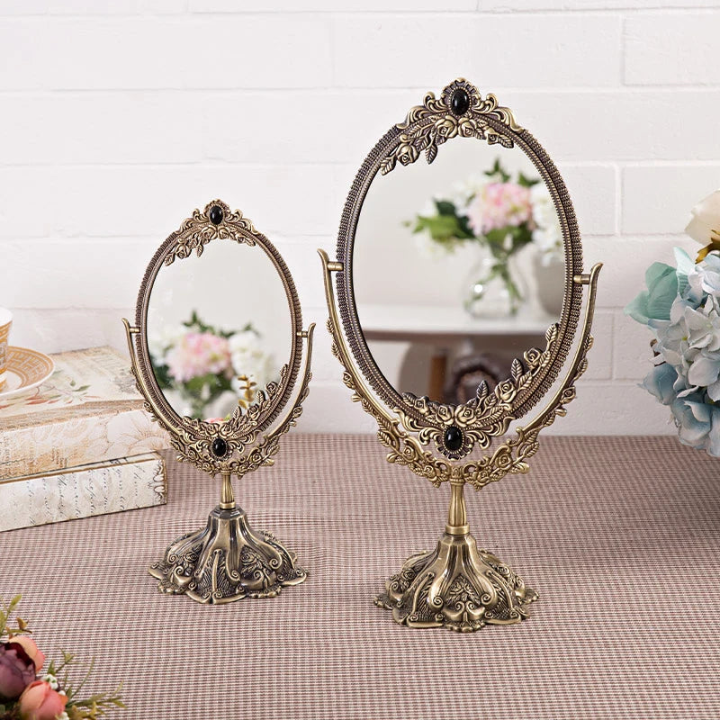 miroir ovale or floral classique dressing sans luminaire rotationnable maison