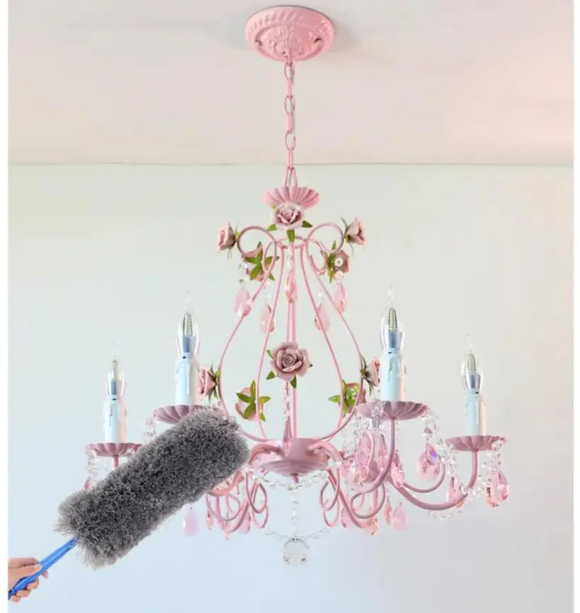 lustre moderne rose cristal fleurs classique romantique suspension chaîne semi encastrée đèn chùm