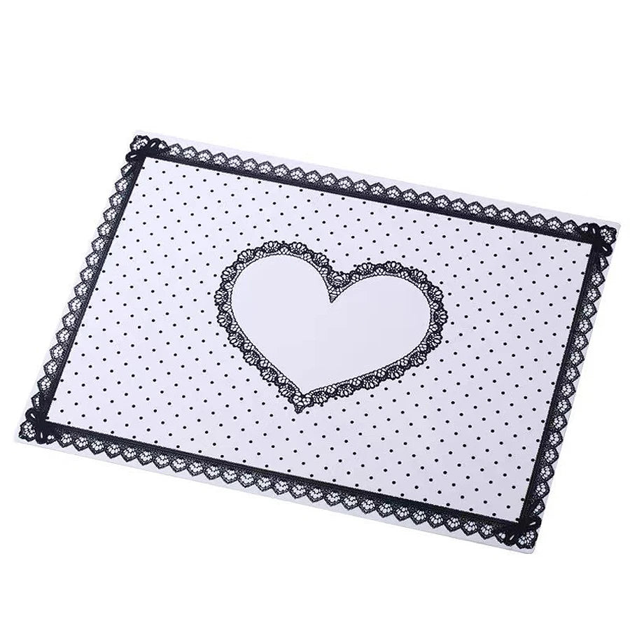 tapis poignet silicone nail art pois cœur dentelle rose noir violet magenta