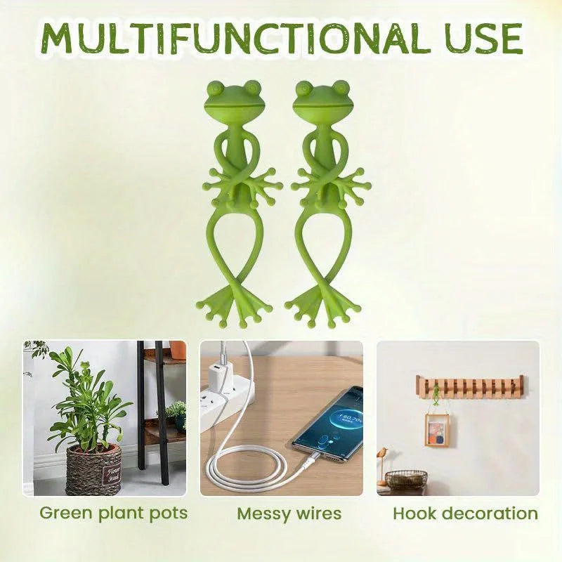 supports plantes forme grenouille vert clair décoration jardin flexible enroulement tige ludiqueextérieurintérieur