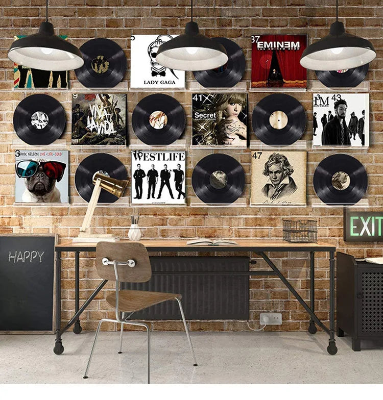étagères murales transparentes modernes vinyles cds vis ruban adhésif 12 pouces