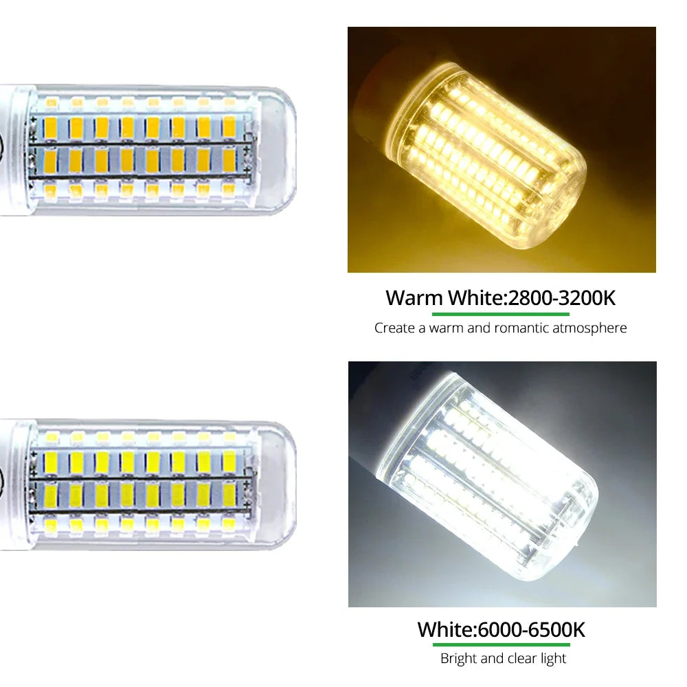 ampoule led e27 e14 56 leds 999 lumens blanc vert grains maïs moderne