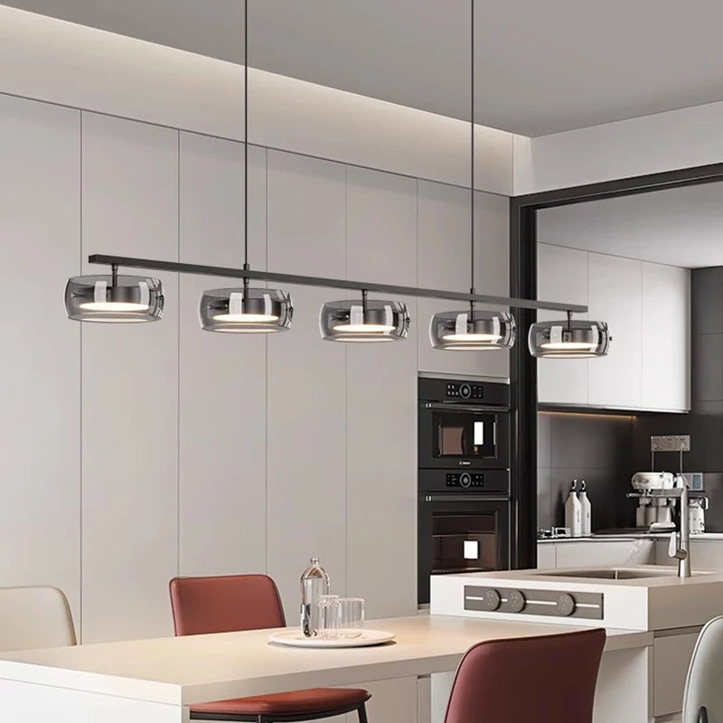 suspension lumineuse moderne noir transparent plafonnier nordique têtes 90cm suspendre inoxydable