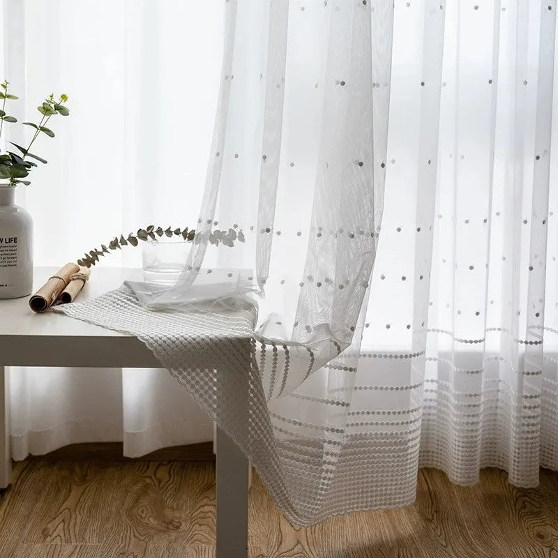 rideau transparent moderne blanches brodées fenêtre clips chambre salonhôtel