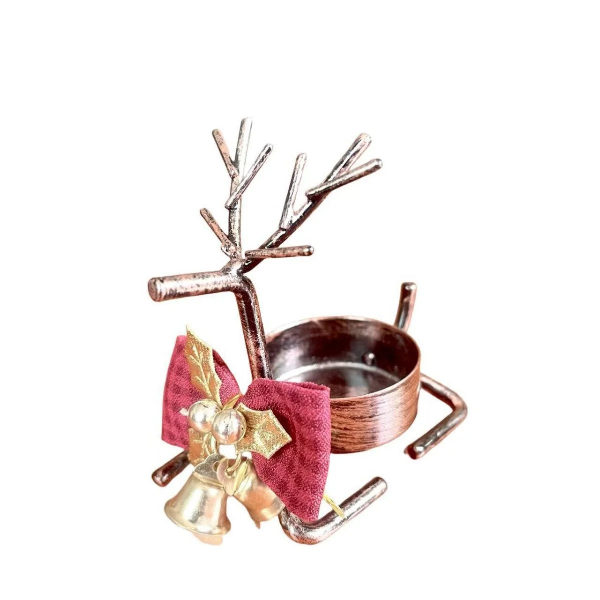 support bougie forme cerf or antlers stylisés noeud ruban moderne décoration table mariage centrope