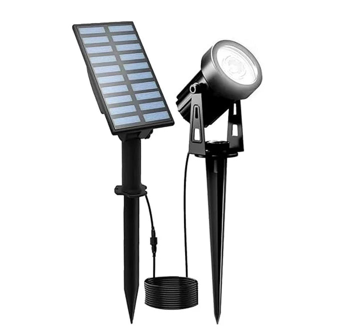 projecteur solaire led imperméable ip65 moderne jardin extérieur ensembles panneau batterie cable noir lisse