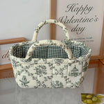 panier rangement pliable polyester toile jouy vintage blanc carreaux romantique portable respectueux environnement