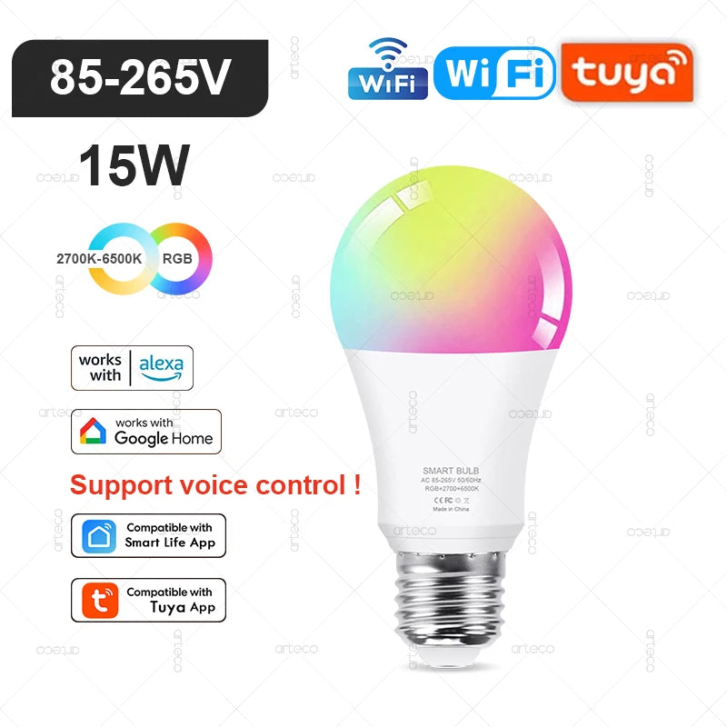 ampoules led intelligentes blanc multicolore rgb wifi zigbee bluetooth 2700 6500k moderne transparentes