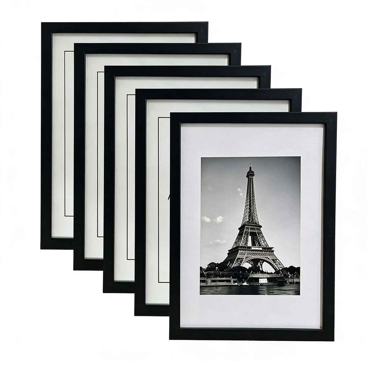 cadre photo bois noir minimaliste décoration murale table photo tour eiffel moderne maison chambre