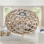 lampe suspendue tissage main cordes chanvre cadre métallique boho rustique naturel bois