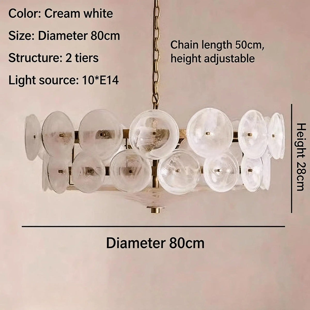 suspension lumineuse moderne élégante verre orange rond translucide chaîne métallique