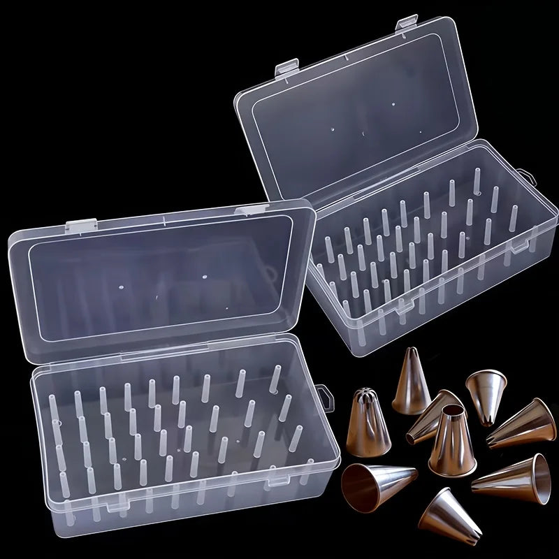 rangements embouts pâte gâteau argentés professionnel organisation pâtisserie outils cuisine embouts variés coniques