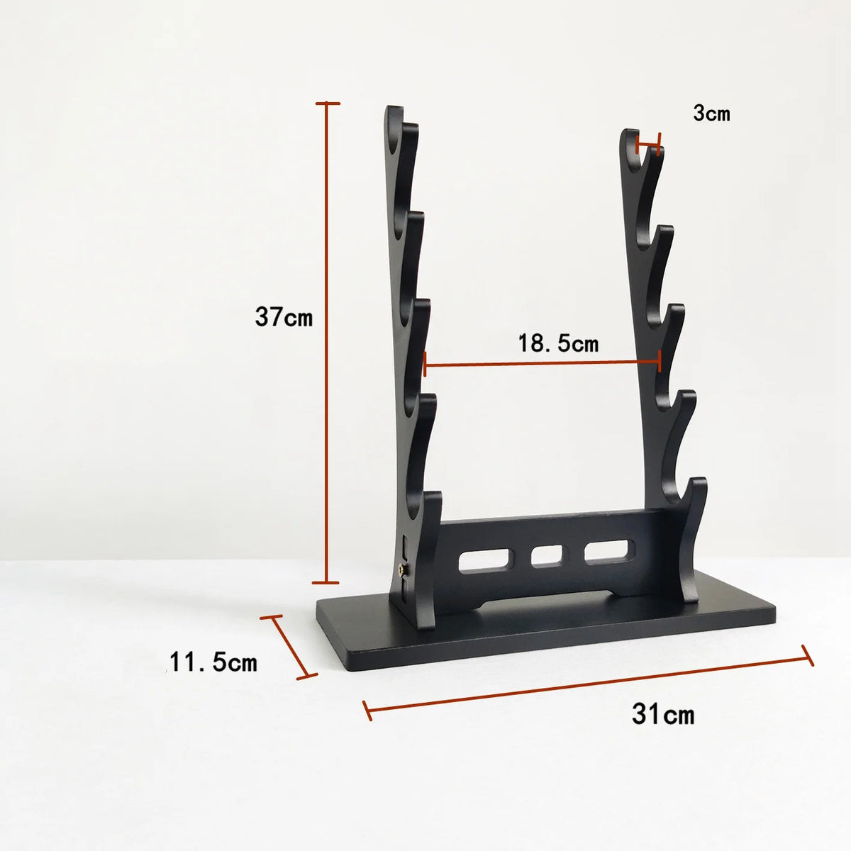 support épées bois moderne minimaliste noir brun clair katana sabres rack display salon