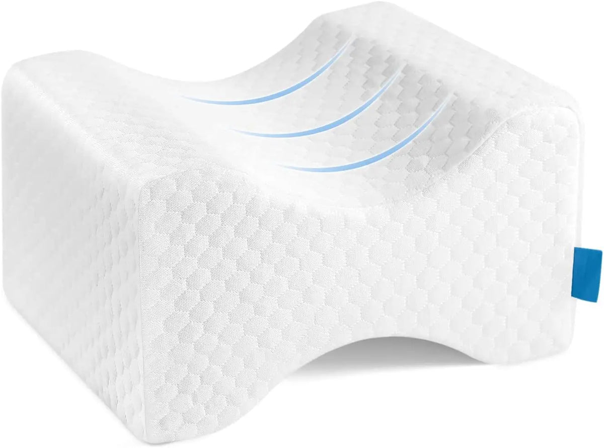 coussin genou mousse mémoire forme hexagonale blanc contemporain texture moelleuse fermeture éclair invisible