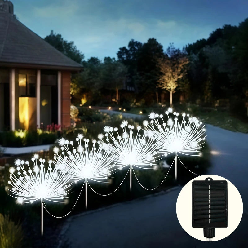 guirlande lumineuse solaire multicolore feux d'artifice moderne extérieure modes fixée piquets led jardin