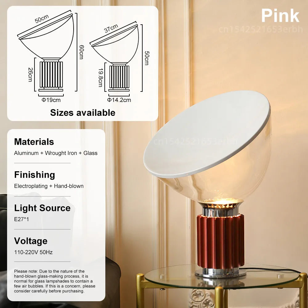 lampe table moderne verre transparent blanc base métal chambre coucher