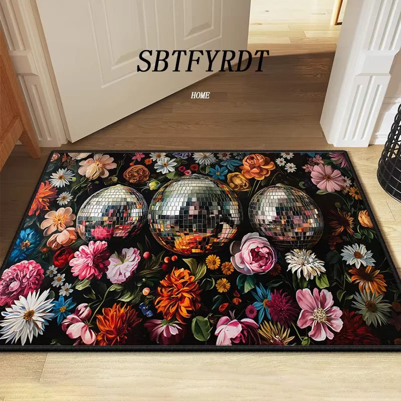 tapis fleurs relief multicolore moderne résistant décoration extérieur salon porte