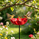 bassin oiseaux fleur rouge bleu moderne extérieur décoration pollinisateurs jardin