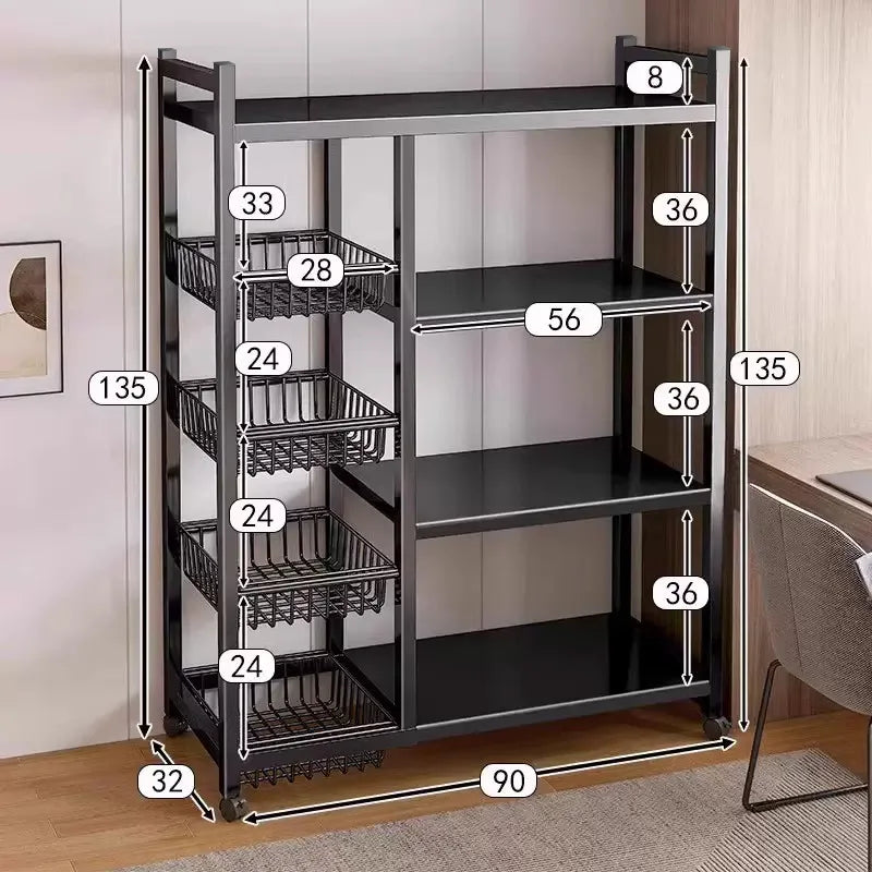 chariot roulette moderne rangement snack épicerie organisation cuisine légumes.storage shelf support mobile multifonctionnel métal