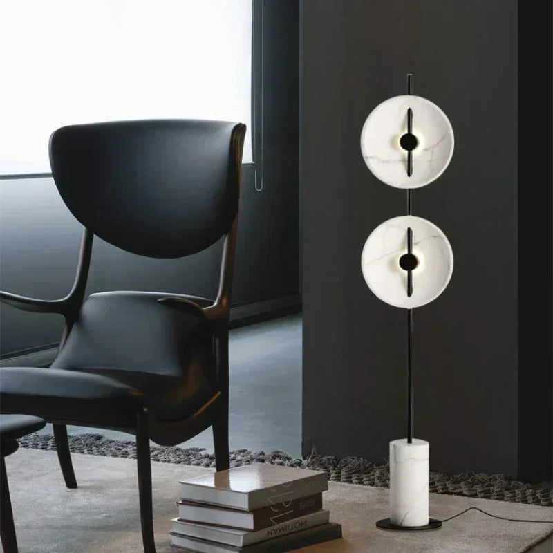 lampe sol marbre blanc noir moderne 11w 15w led 2700k 6000k vde