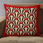 taie d'oreiller polyester imprimé motif géométrique moderne rouge triangles coeurs 45x45cm maison