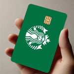 autocollant protection carte bancaire logo starbucks motif graphique moderne waterproof réutilisable