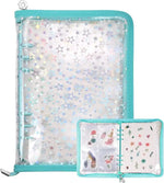 album photo transparent moderne étoiles dorées anneaux métalliques pochettes réutilisables pvc a5