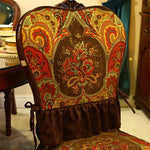coussin chaise vintage imprimé floral paisley marron rouge bleu beige fixations mariage