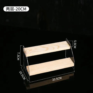étagère bois naturel acrylique transparent plusieurs niveaux rangement cosmétique bijoux