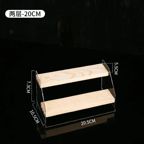 étagère bois naturel acrylique transparent plusieurs niveaux rangement cosmétique bijoux