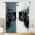 rideau moderne manette jeu gris noir blanc motif abstrait translucide polyester chambre jeu