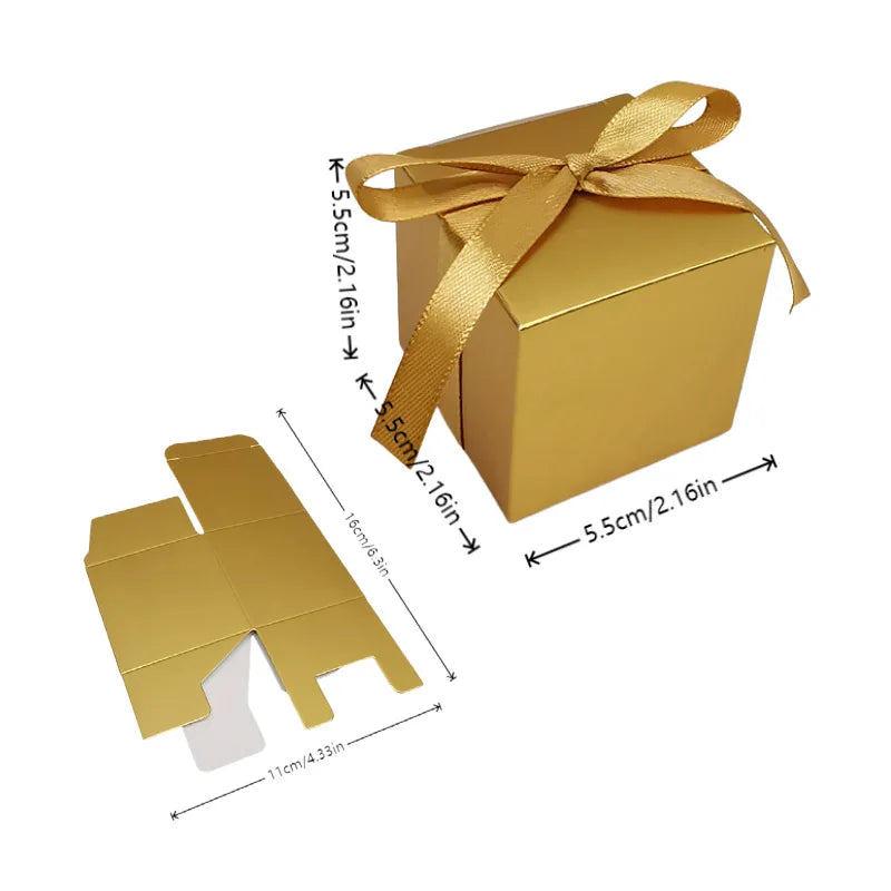 boîtes cadeaux or argent rose brillantes mariage anniversaire moderne élégantes ruban pack 10pcs 30pcs