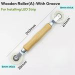 rouleau silicone vert fluo poignée bois ergonomique outil bande led fixateur diffuseur lumière accessoire