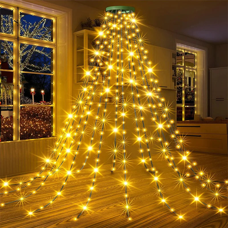 guirlande lumineuse multicolore étoiles moderne annuel chaînes lumières extérieures étanches fête christmas tree