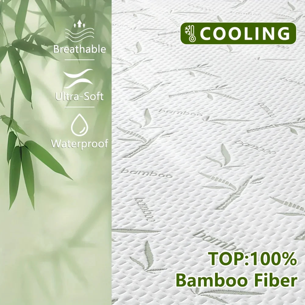 housse matelas fibre bambou respirante blanche verte lit adulte coton doux naturel