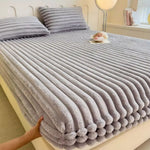 housse matelas polyster coton rayures horizontales rose beige confortable anti bactéries résistante eau