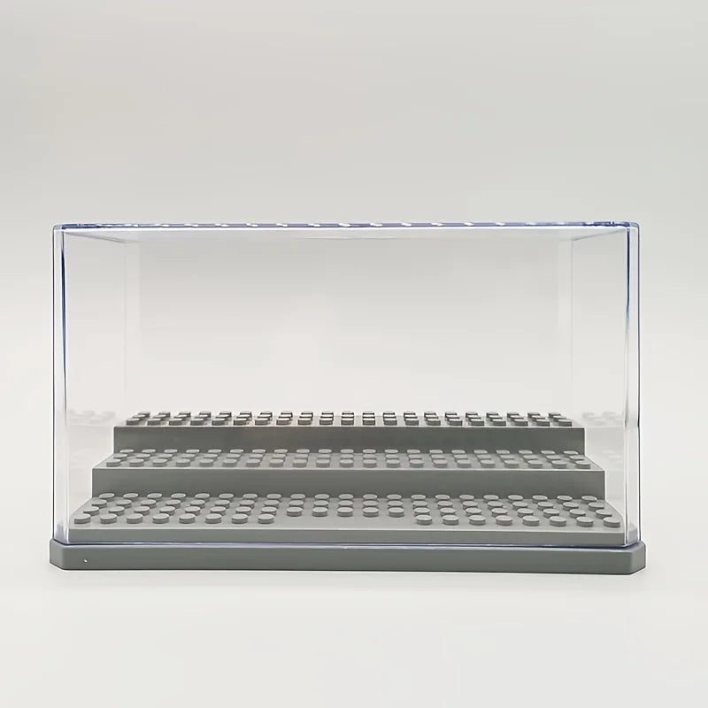 présentoir trois niveaux figurines lego boîte plastique anti poussière transparent gris moderne minimaliste