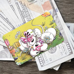 cartes bancaires personnalisées dessin animé souris coeurs papillons fleurs blanc rose vert jaune