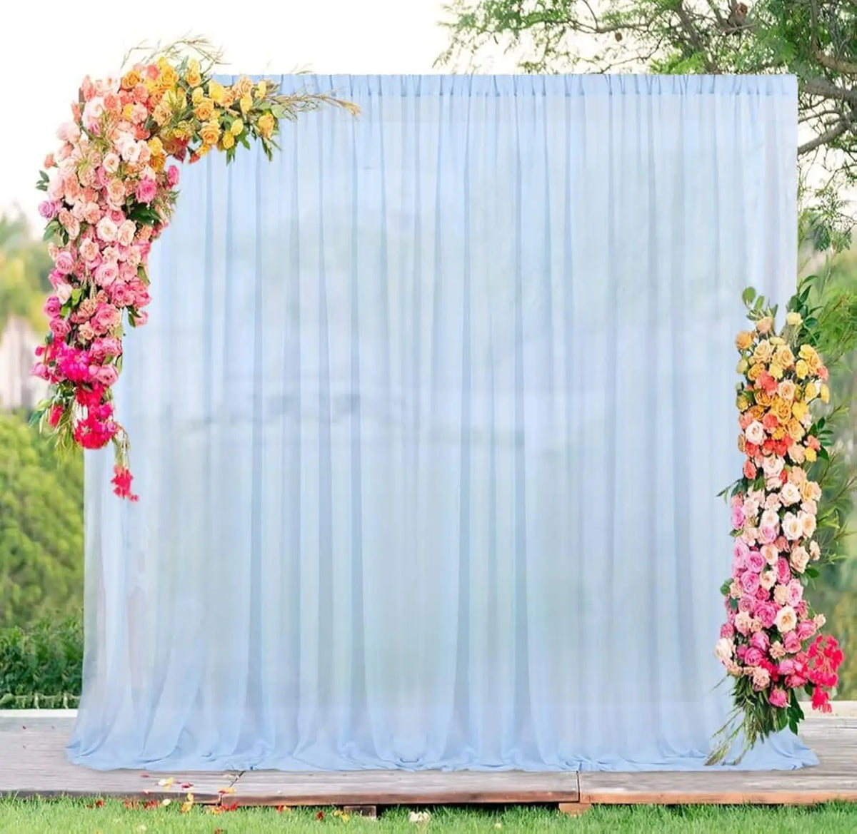 rideau moderne bleu clair uni semi opaque 150x214cm mariage anniversaire