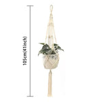 support plante suspendue macramé boho panier blanc noeuds réguliers artisanal pot fleuri