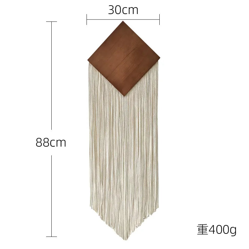 tapisserie murale moderne boho chic vert marron beige franges tissu coton polyester